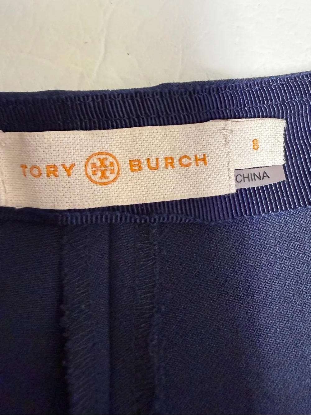 Tory Burch Navy Wide-Leg Sailor Pants with Cream Buttons size 8